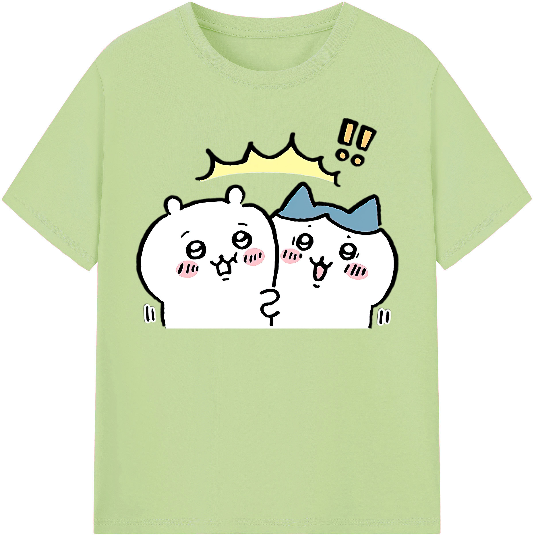 （画像用） ちいかわ ハチワレ Chii-kawa hachiware 綿100％半袖Tシャツ（フロントプリント）